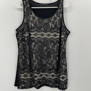 Maurices Women's Tank Top, Sz. 0, Black Lace Overlay,  Floral Goth Fairy Dressy